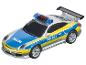 Hračka policejní auto v modré a žluté barvě s křídlem.