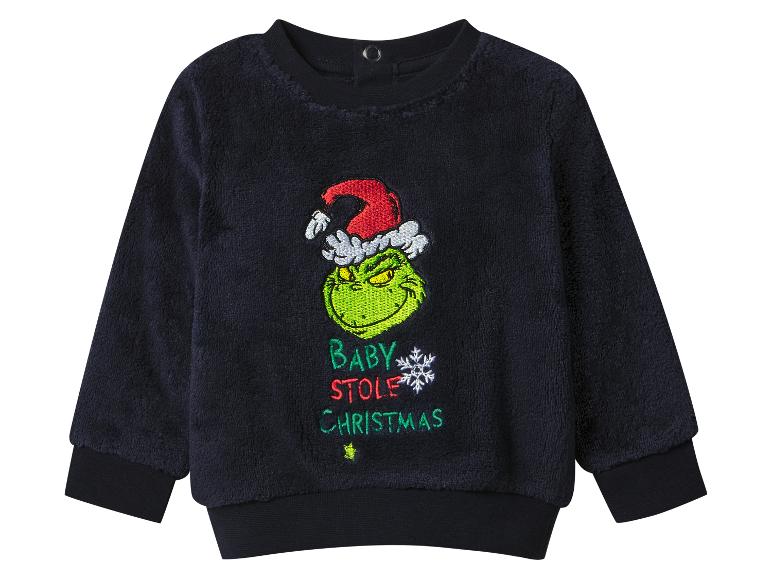 Dětský svetr s Grinchem a textem „Baby Stole Christmas“