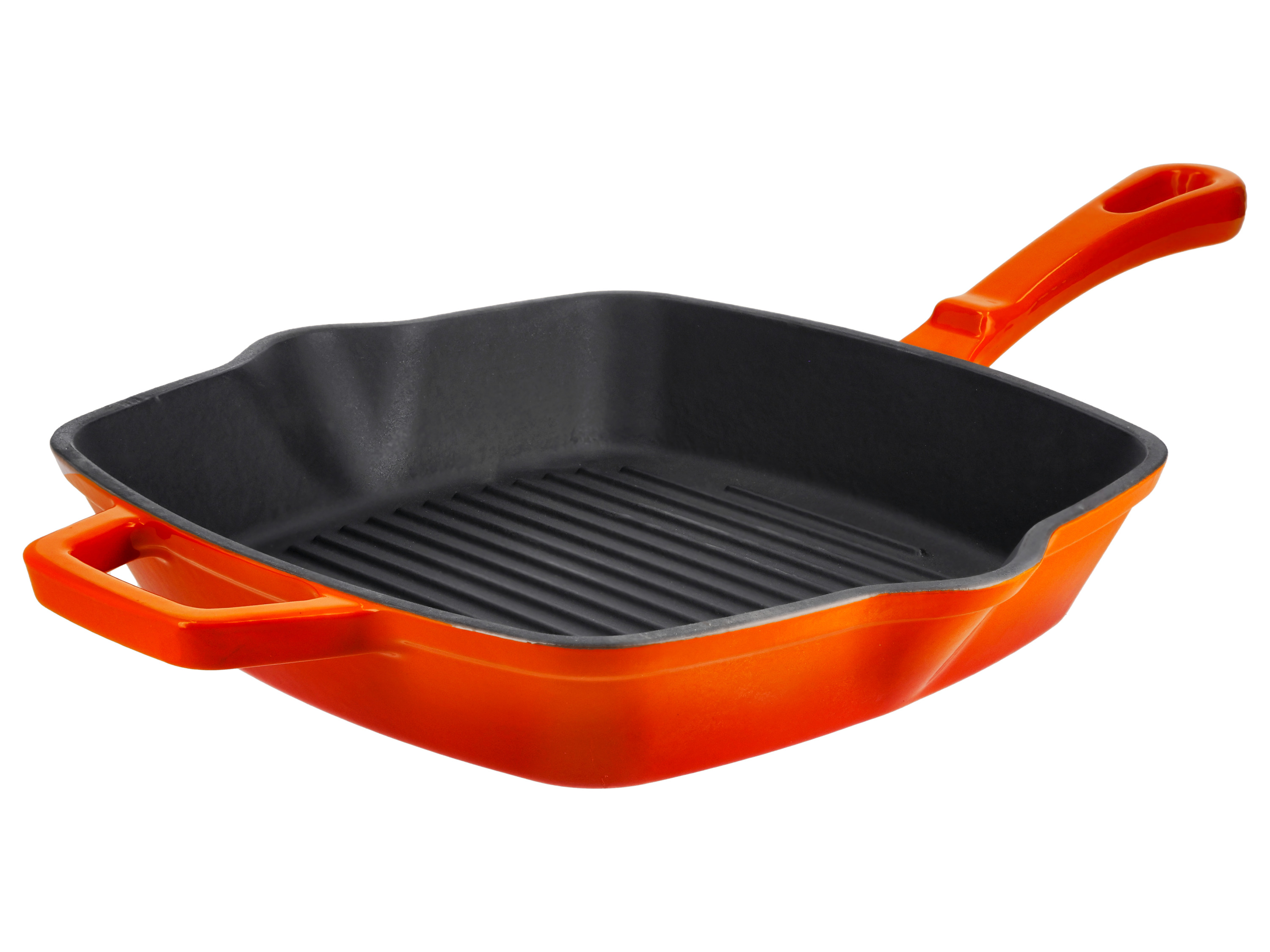 Silvercrest® Litinová grilovací pánev Premium, Ø 25 cm (hranatá, oranžová)