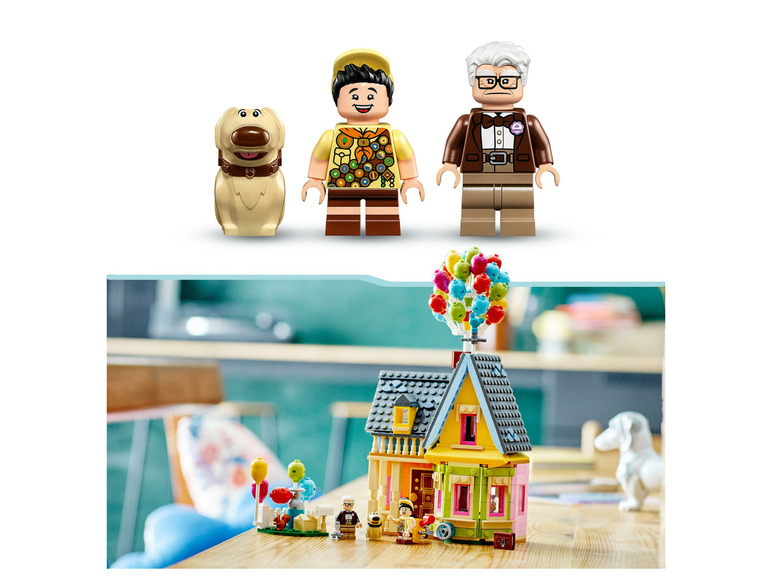 Lego minifigurky z Up, pes a dům s balónky.
