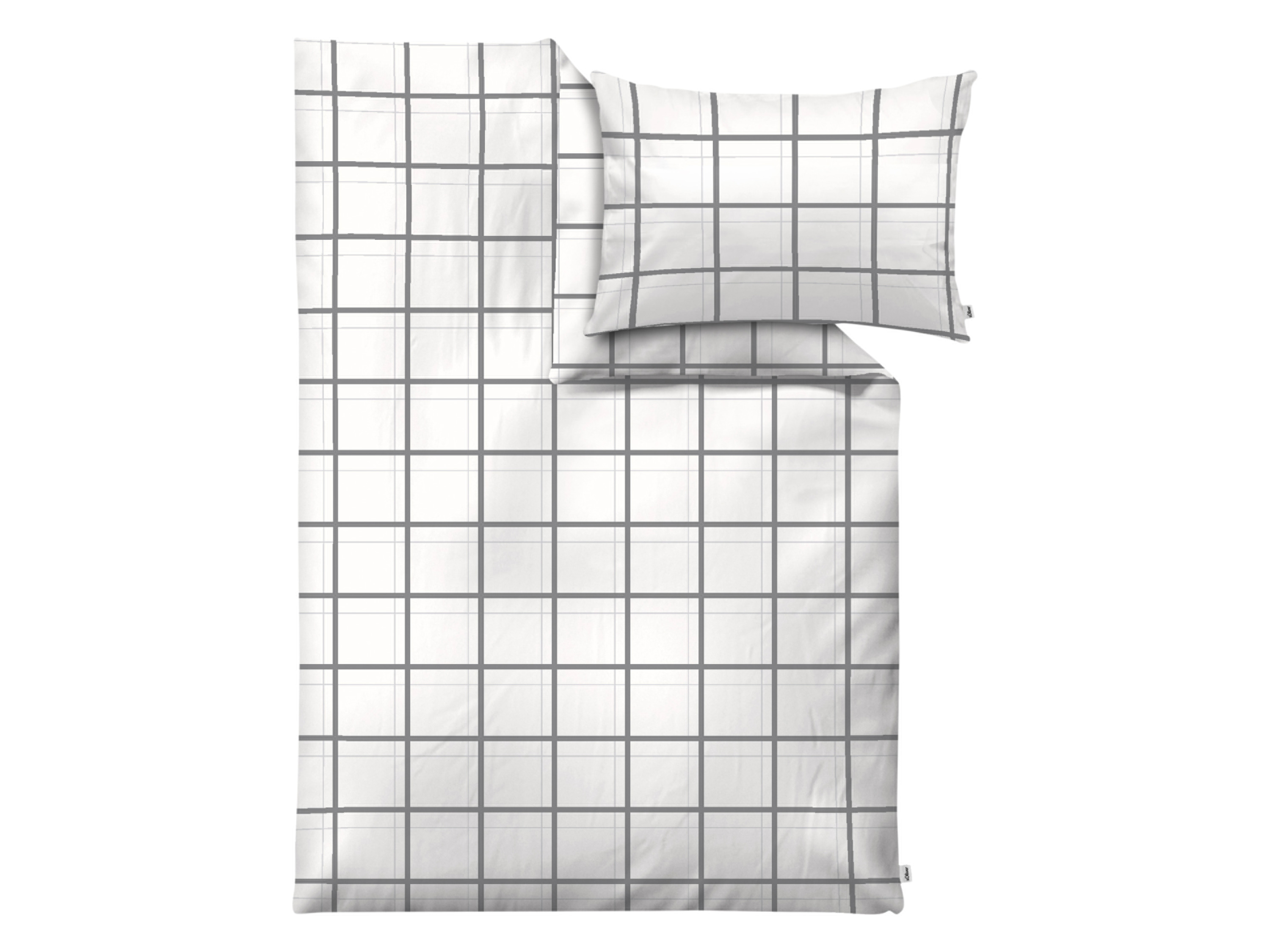 s.Oliver Saténové ložní povlečení, 140 x 200 cm, 70 x 90 cm (bílá/šedá)