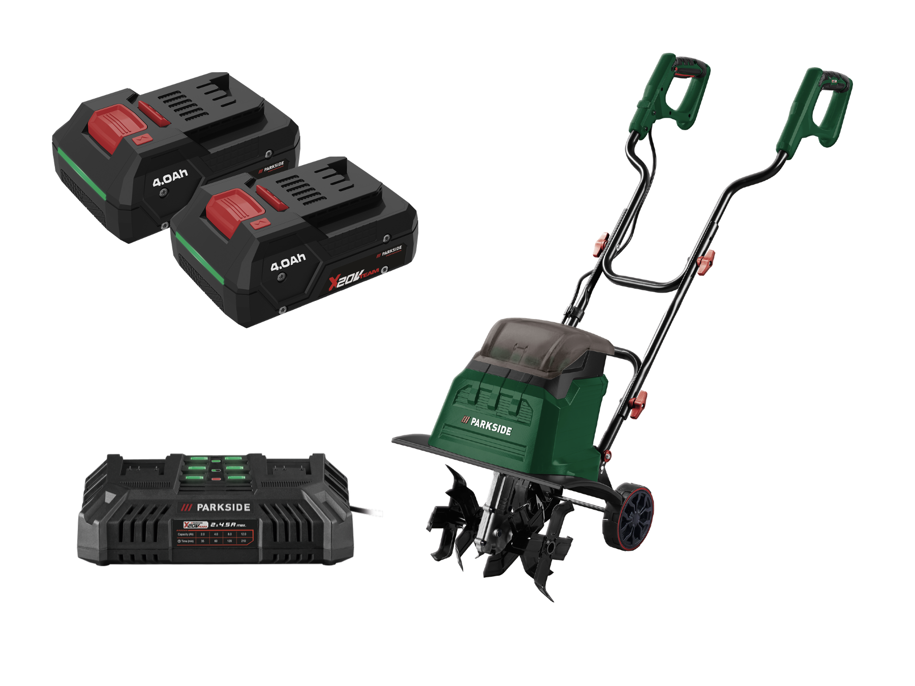 Parkside® Aku kultivátor Pabh B2, 2x Smart 4 Ah
