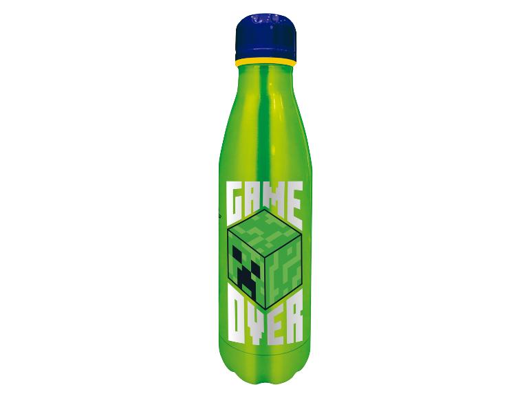 Zelená láhev Minecraft s nápisem 'Game Over'.