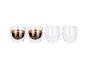 Dvě dvojité espresso šálky a dvě prázdné.