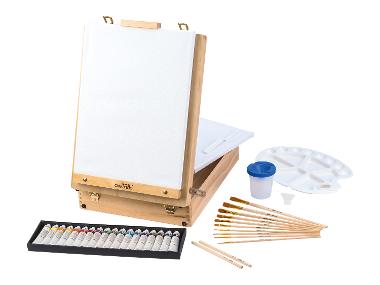 crelando® Stolní malířský stojan v kufříku, 52dílná sada