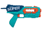 Super Soaker vodní pistole, modrá a tyrkysová.