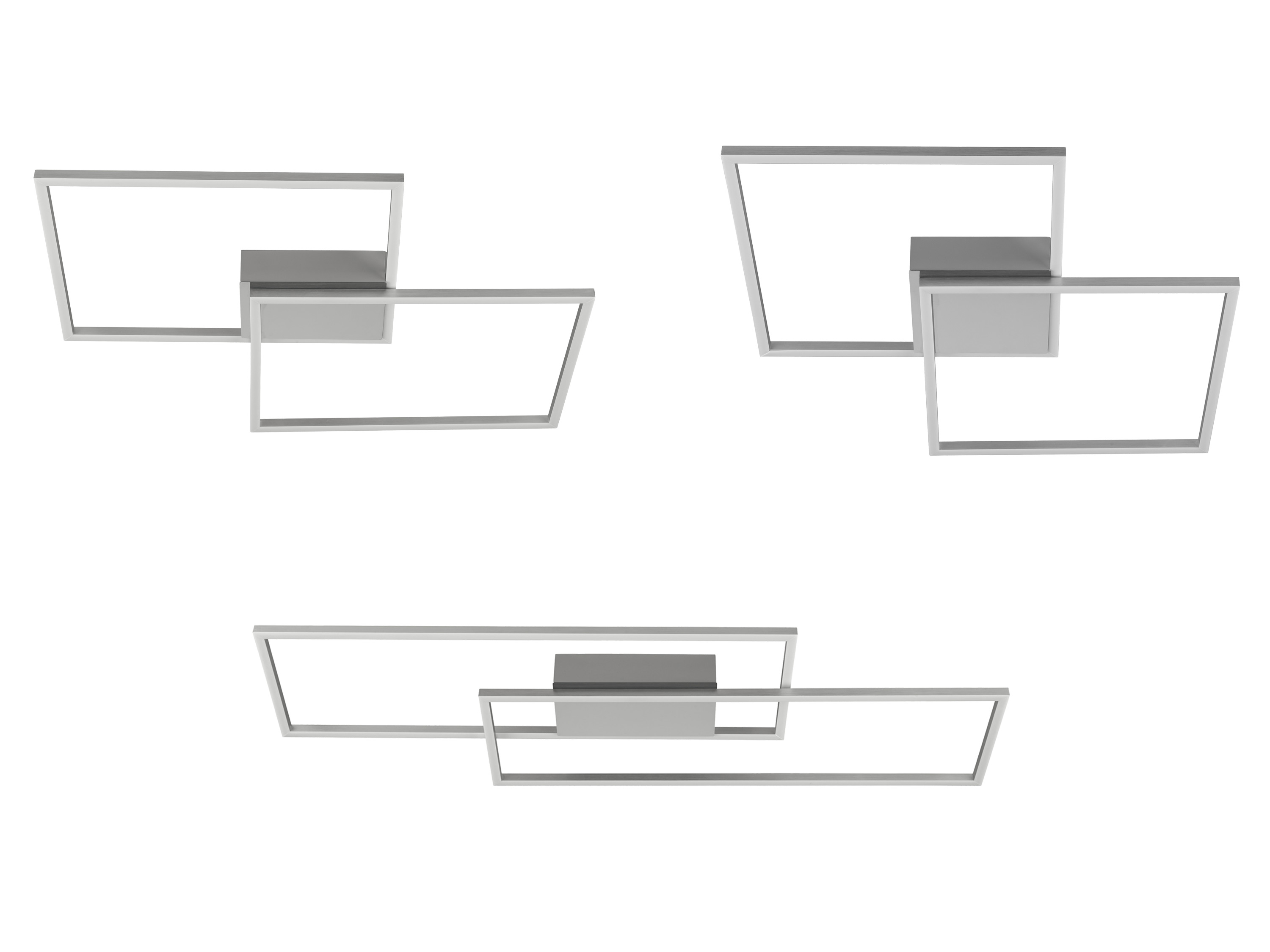 Tři moderní designové stropní svítidla.