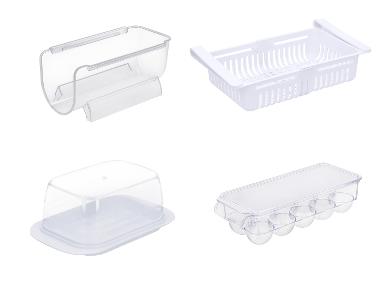 Úložný koš / Držák na vejce / Držák na láhve do chladničky / Miska na máslo