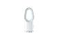 Bílý, moderní bezlopatkový ventilátor s modrým okrajem a ovládacími tlačítky