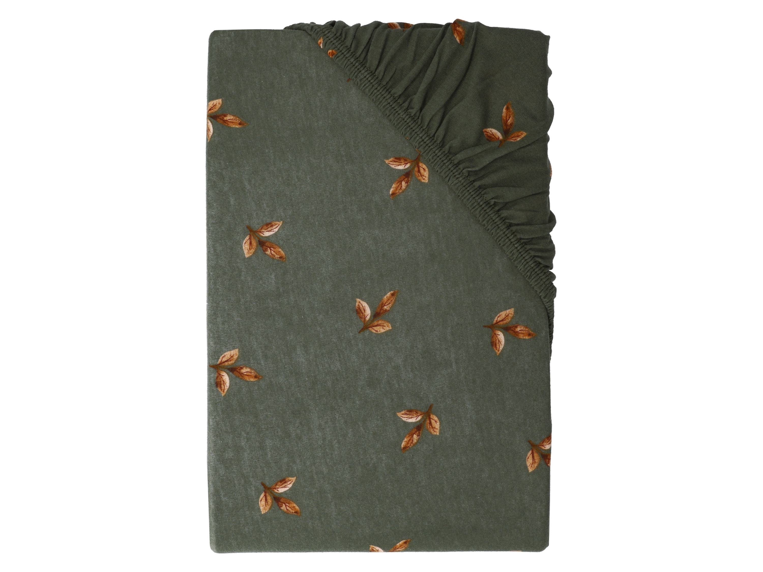 Livarno home Žerzejové napínací prostěradlo, 90-100 x 200 cm (listy/zelená)