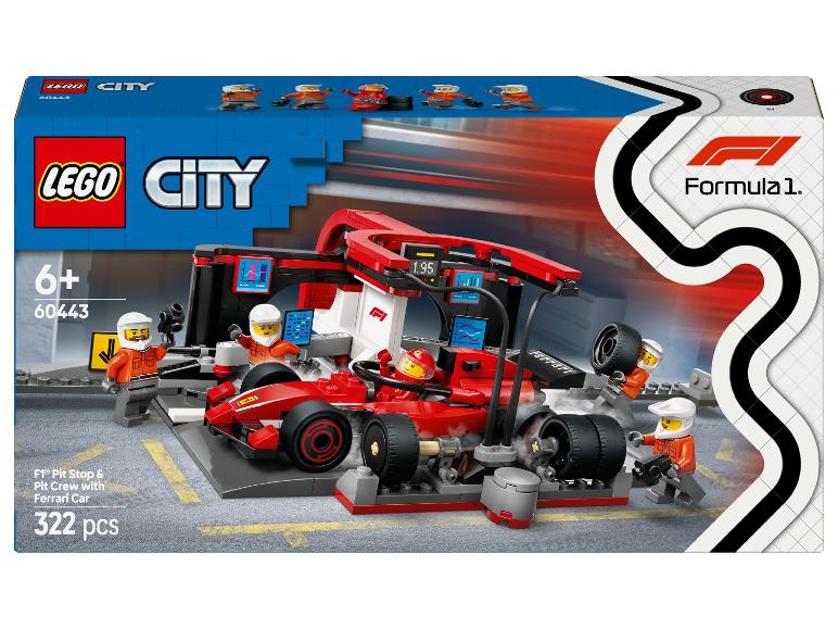Sada LEGO City F1 Pit Stop & Pit Crew s vozem Ferrari.
