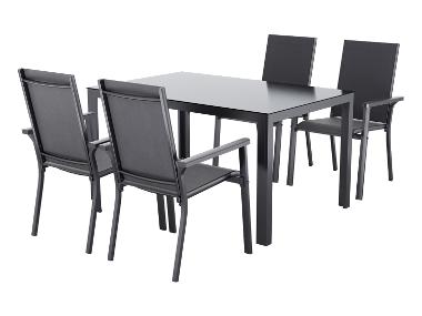LIVARNO® Sada Houston, 5dílná se stolem a 4 stohovatelnými židlemi, antracitová