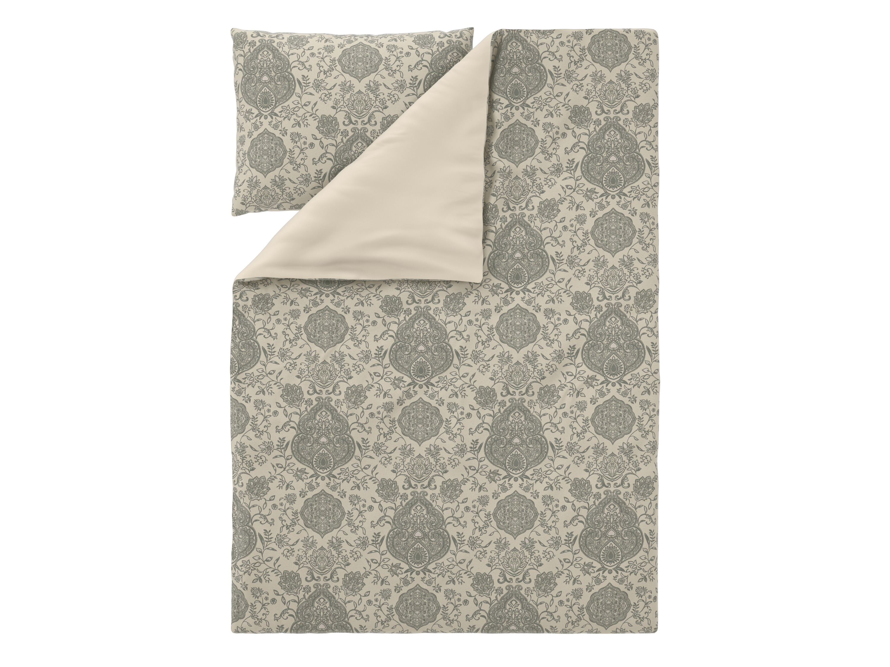 Livarno® Saténové ložní povlečení, 140 x 200 cm, 70 x 90 cm (krémová/šedá)