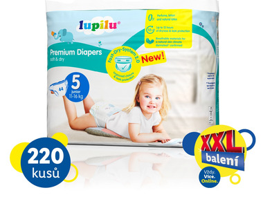 lupilu® XXL Dětské pleny Soft & Dry, velikost 5 JUNIOR, 220 kusů