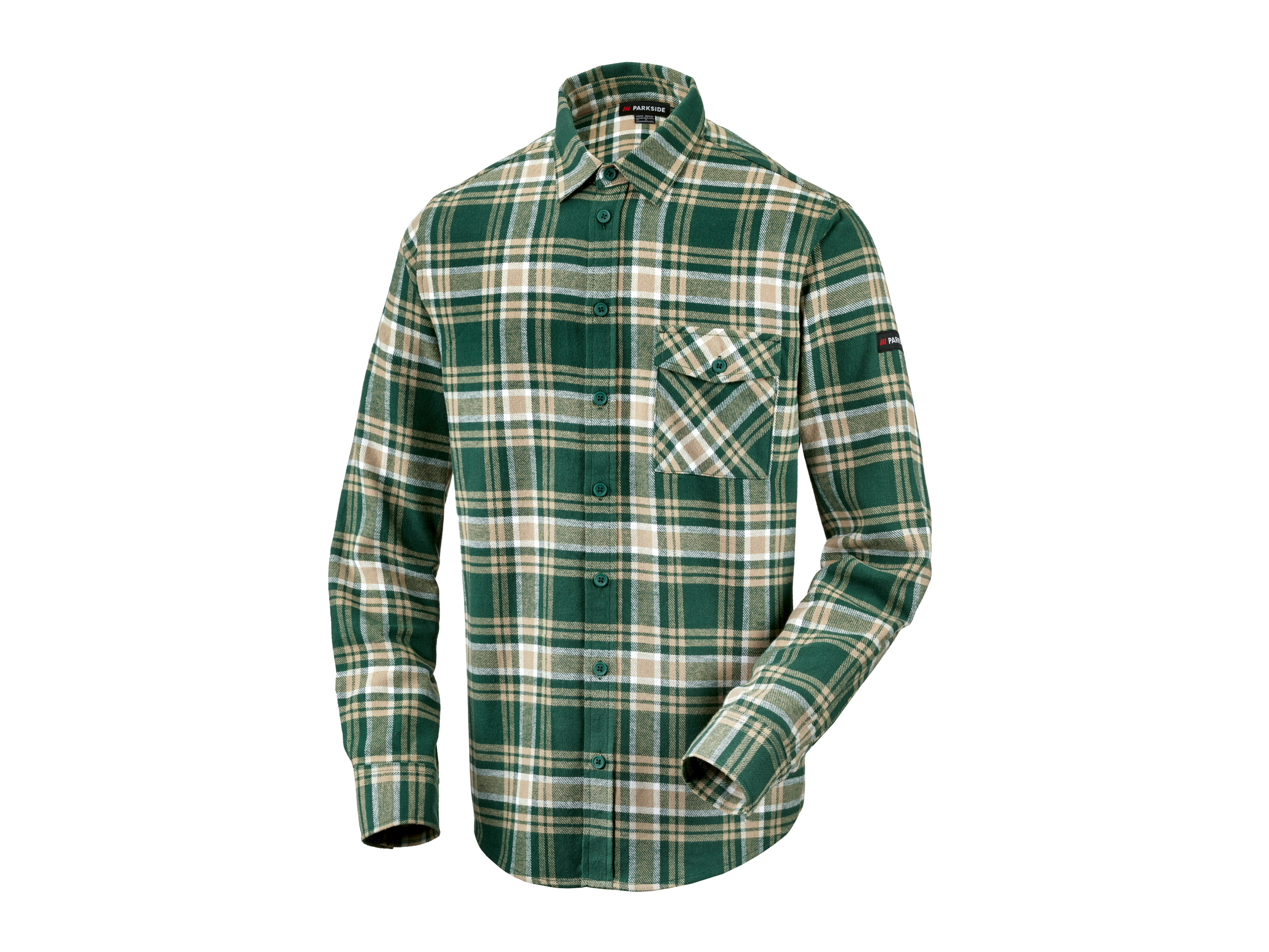 Parkside® Pánská flanelová košile (zelená/kostkovaná, L)