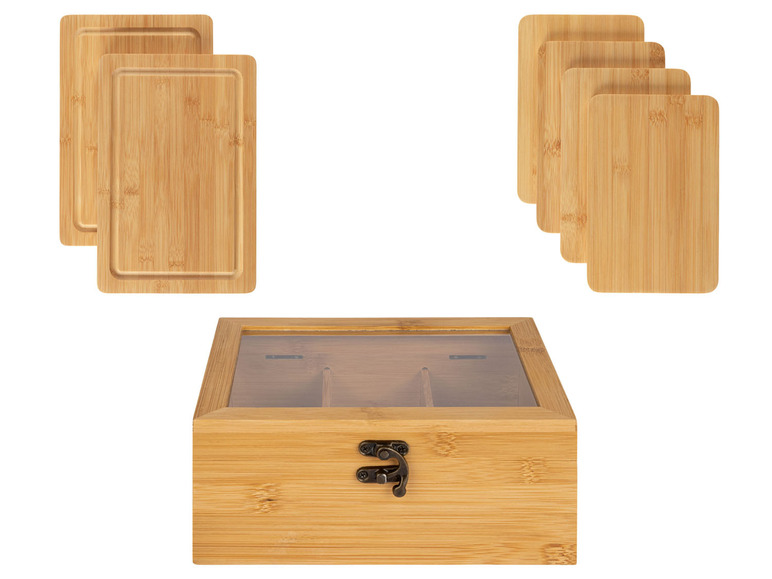  Zobrazit na celou obrazovku ERNESTO® Sada kuchyňských bambusových prkének / Bambusový box na čaj - Obrázek 1
