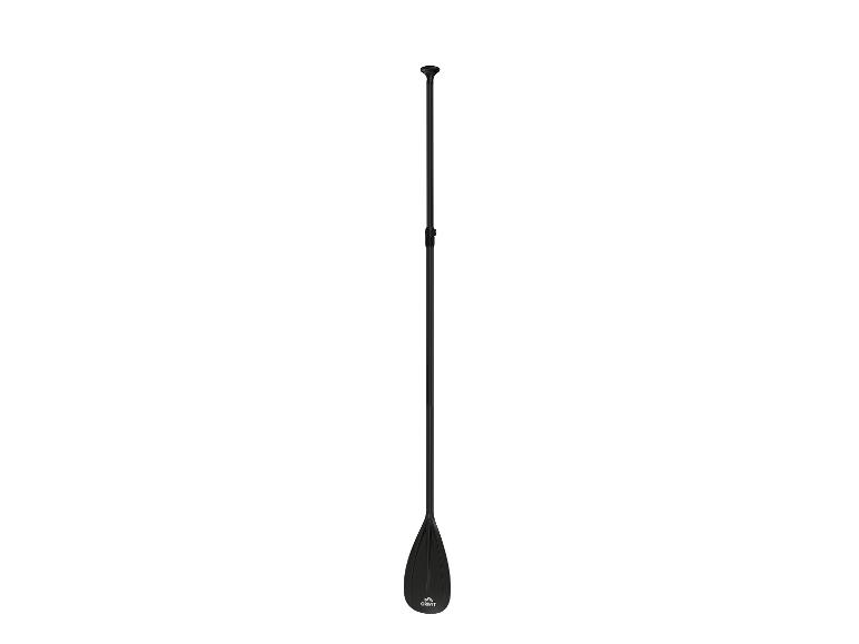 Černé nastavitelné pádlo na paddleboard s T-rukojetí a žebrovanou čepelí.
