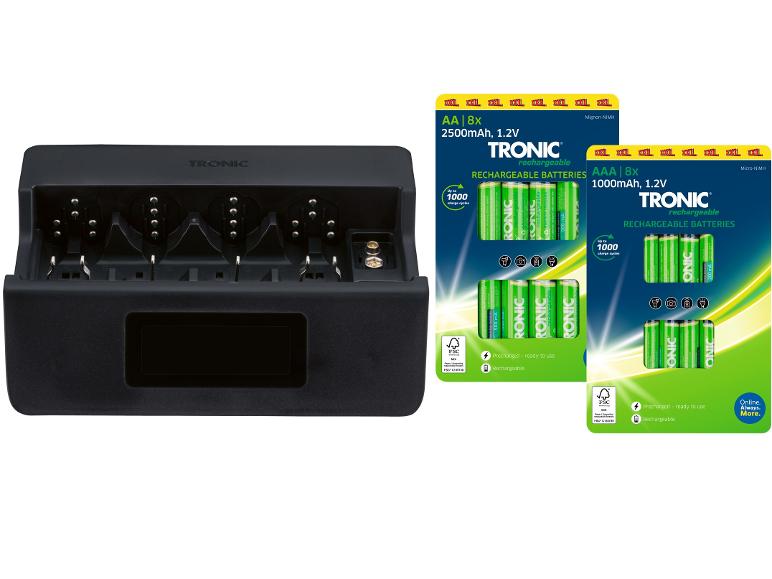 Nabíječka a dobíjecí baterie TRONIC AA a AAA.