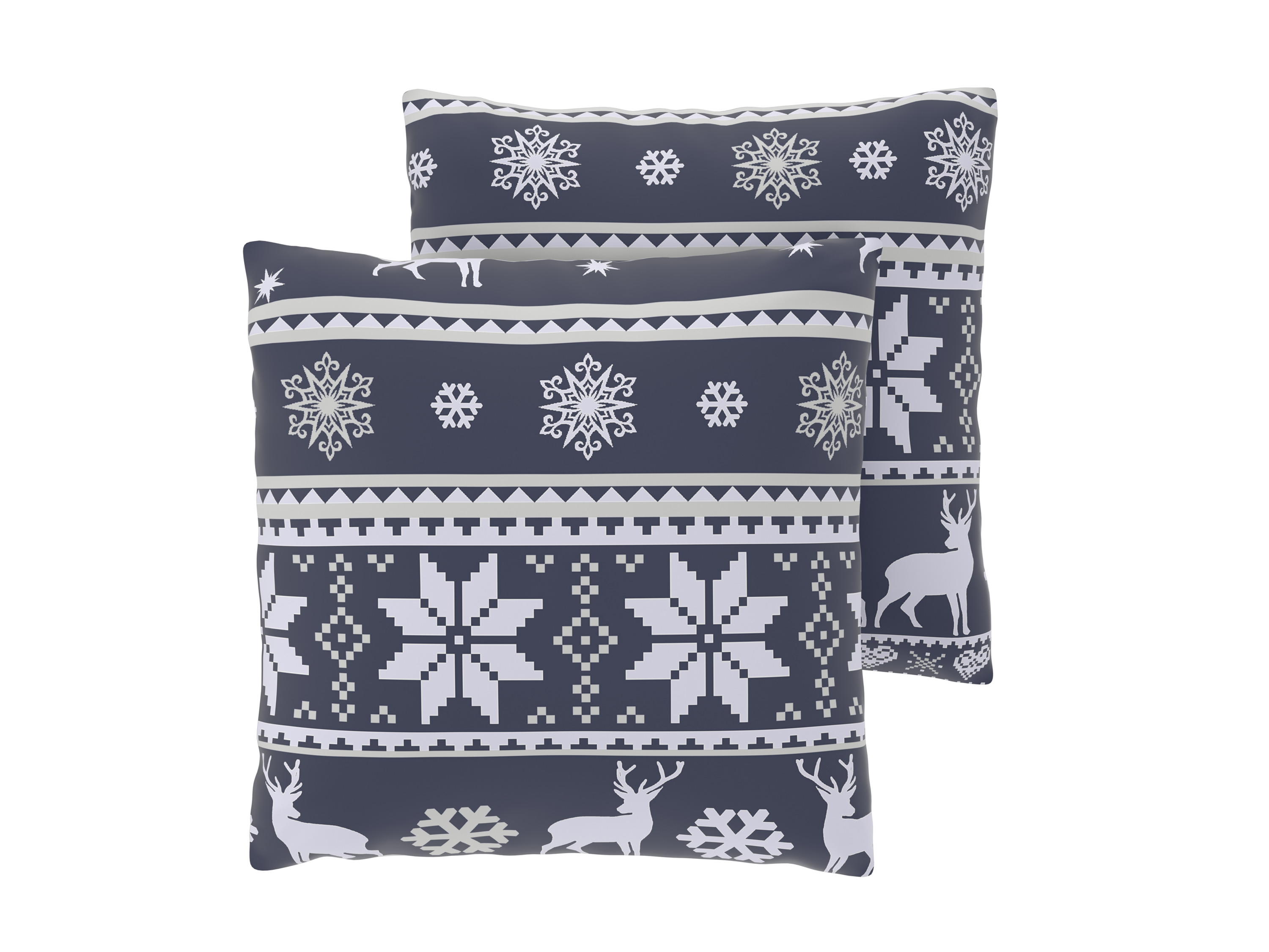 Livarno® Fleecový potah na polštář, 50 x 60 cm, 2 kusy (jeleni modrá)