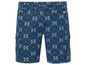 Modré cargo šortky z denimu s LIDL vzorem.