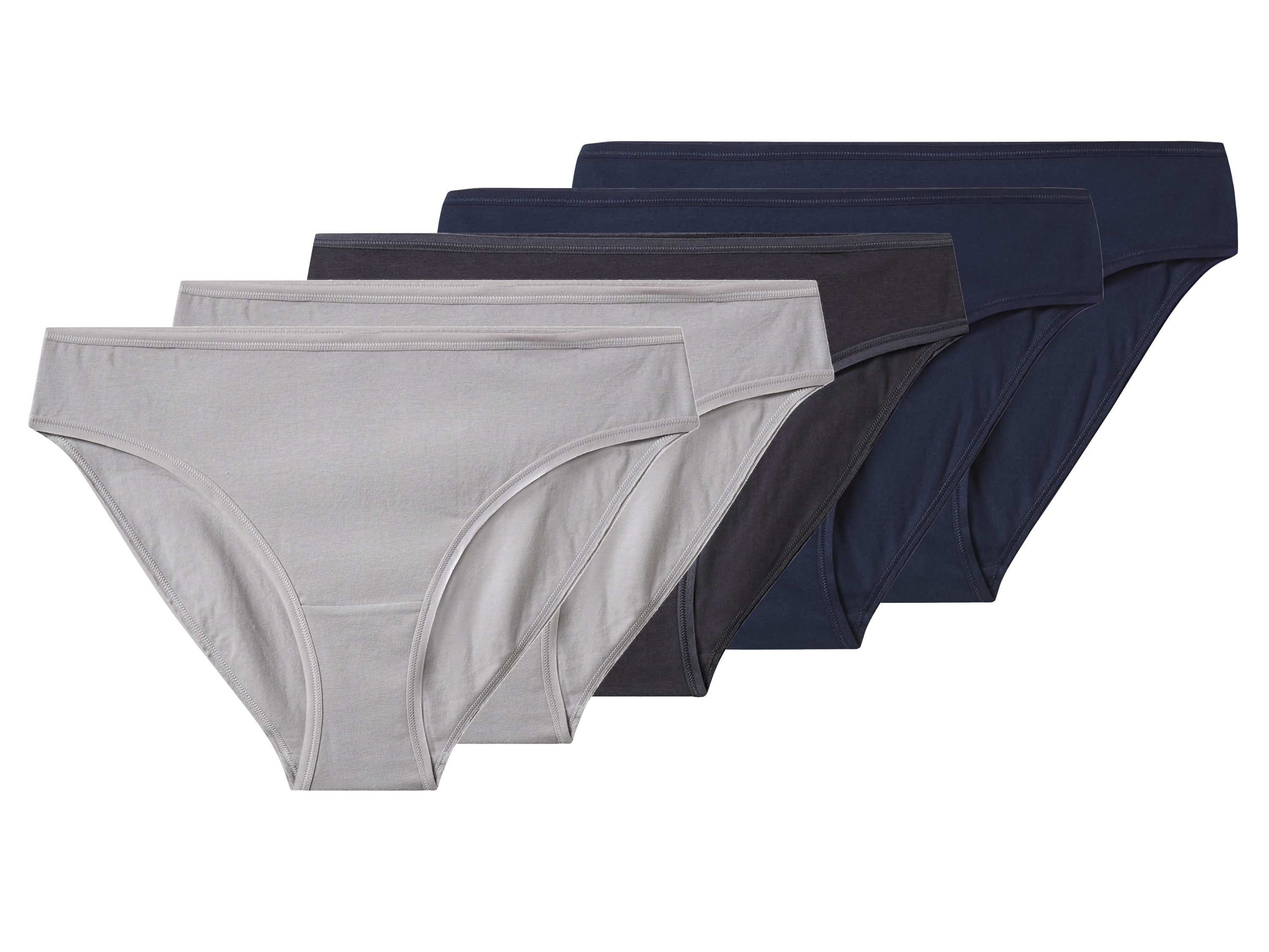 esmara® Dámské kalhotky, 5 kusů (navy modrá / tmavě šedá / světle šedá, Xxl(52/54))