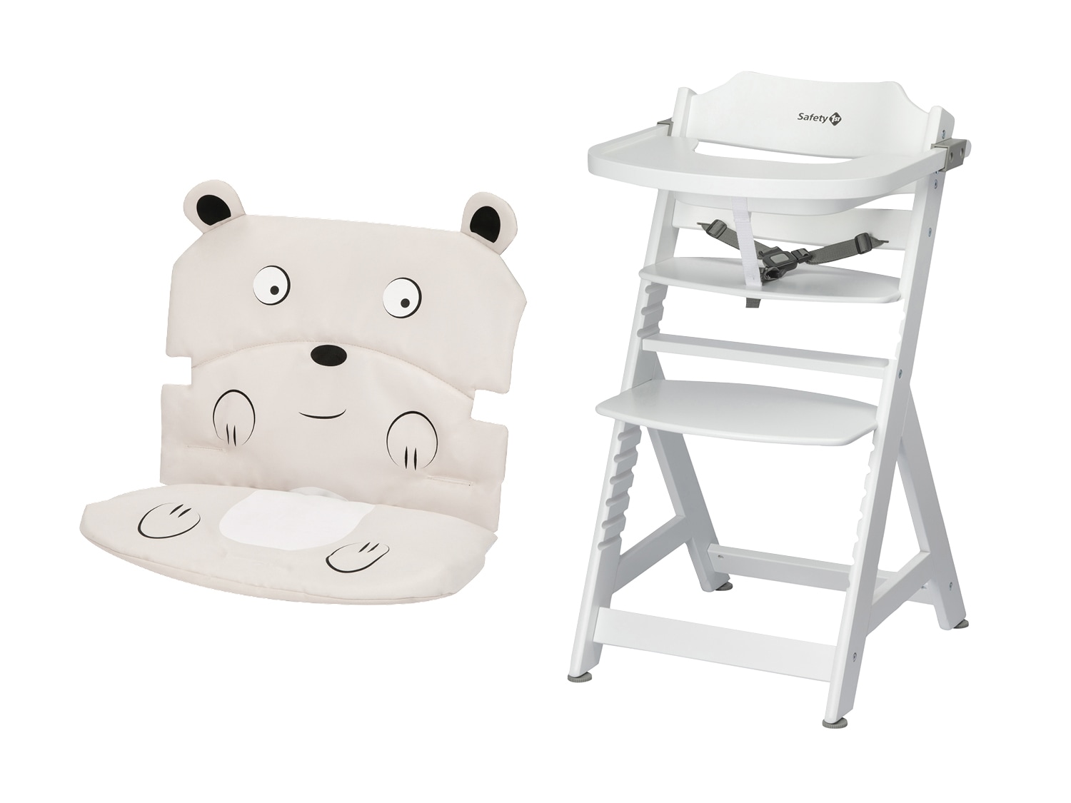 Safety 1st Dětská rostoucí jídelní židlička Toto se sedákem, bílá, medvěd