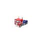 Hračka Optimus Prime Transformers, červená a modrá, na bílém pozadí