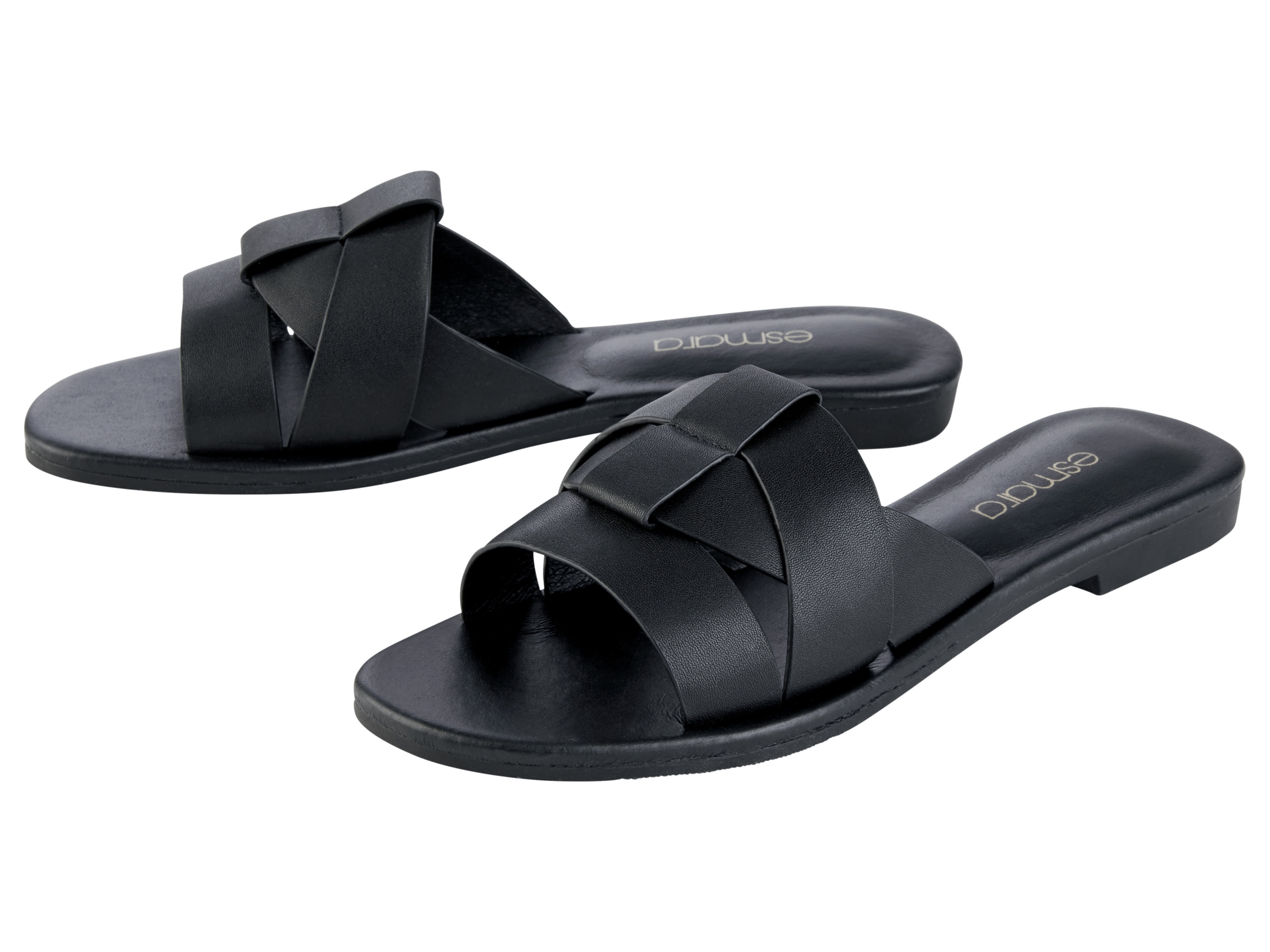 esmara® Dámské kožené pantofle (černá, 36)