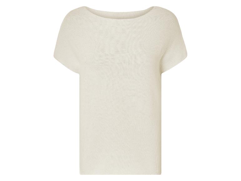 Béžový svetr s krátkými rukávy, minimalistický styl.