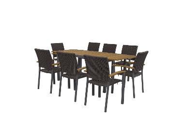 Sada hliníkového zahradního nábytku s rozkládacím stolem a židlemi Valencia, 9dílná, hnědá