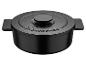 Černý litinový hrnec s pokličkou Masterpro
