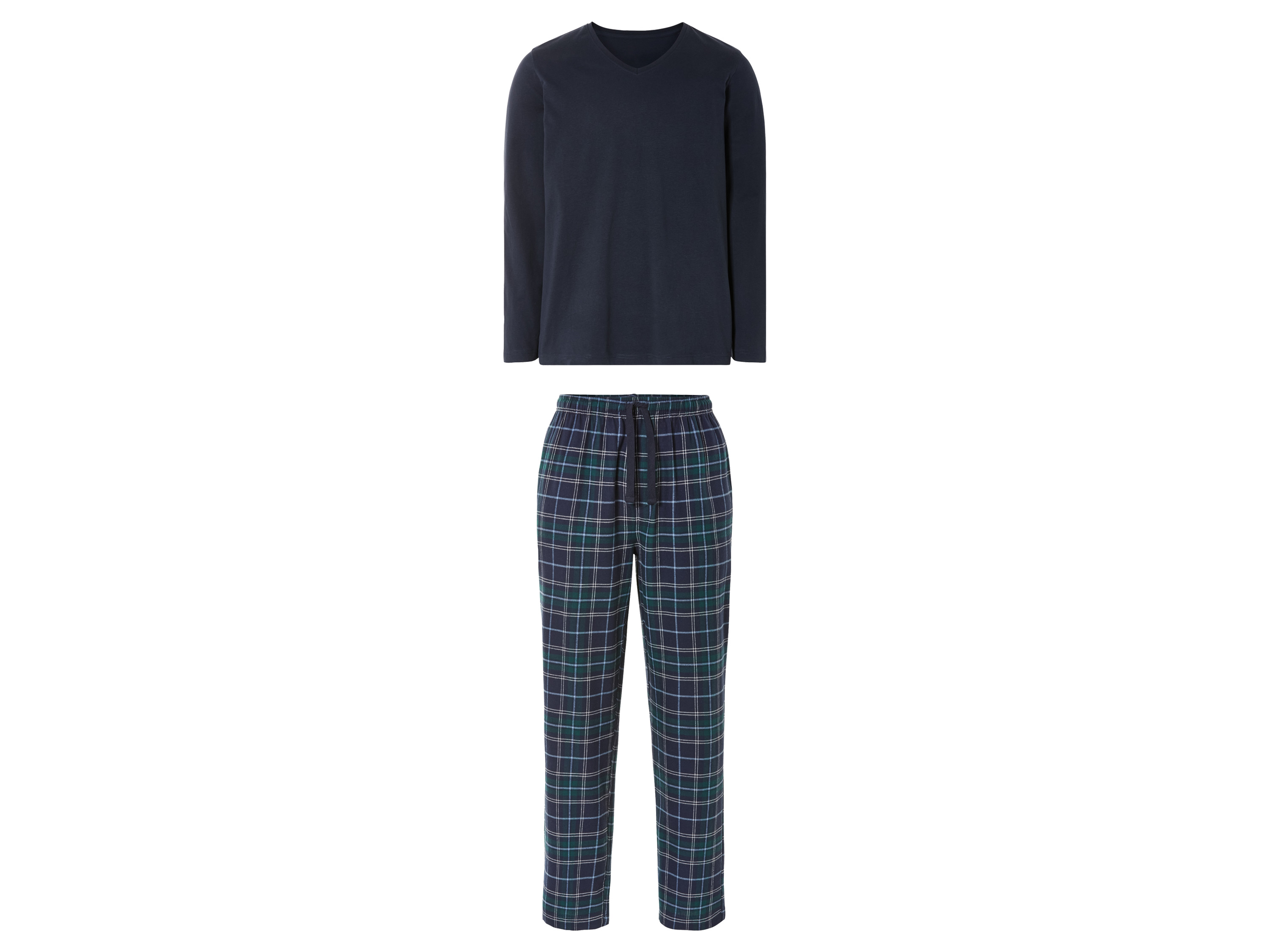 Livergy® Pánské flanelové pyžamo (XL (56/58), navy modrá / zelená)