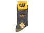 Pár šedých pracovních ponožek Caterpillar se žlutými detaily.