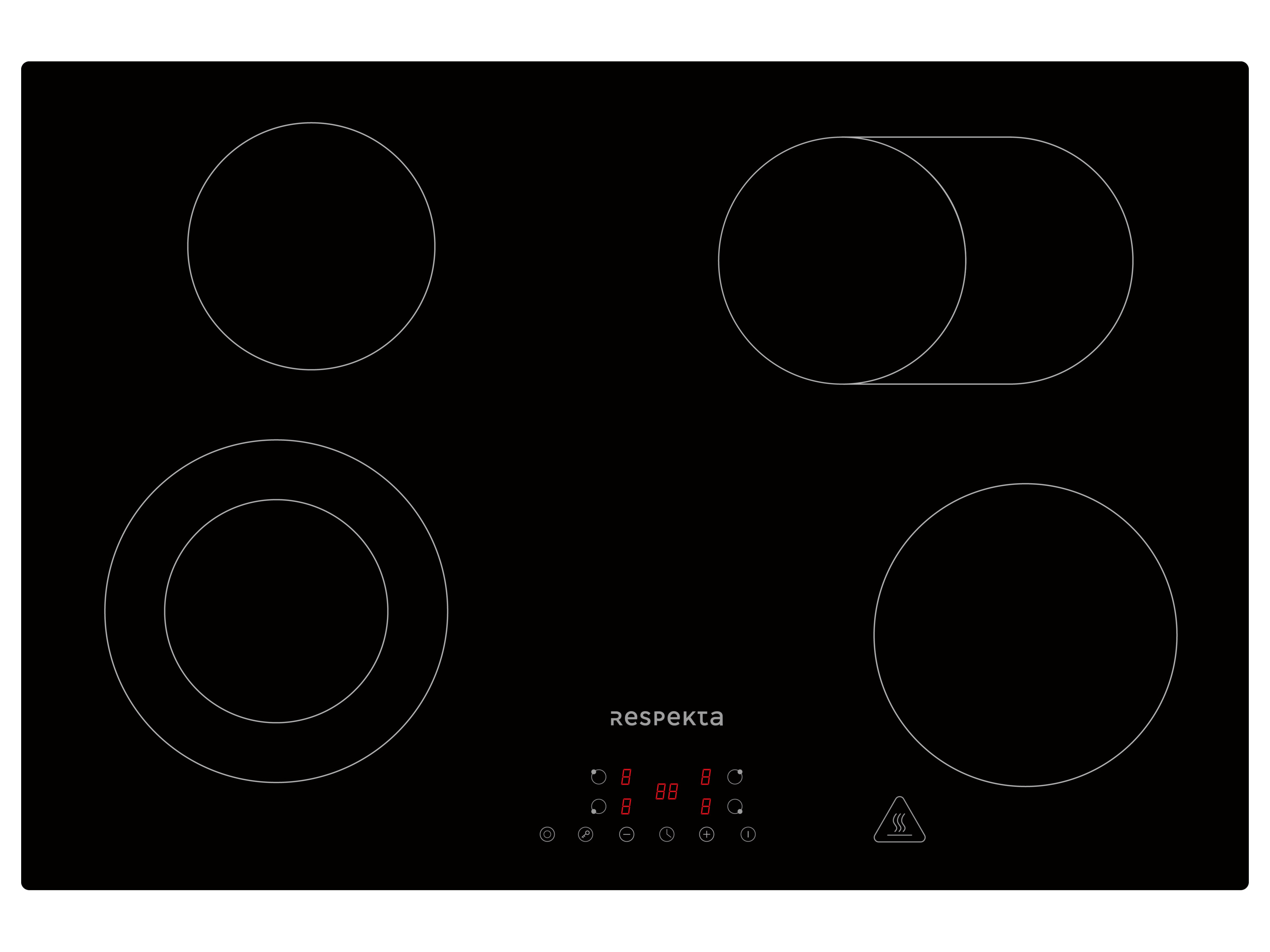 Respekta Sklokeramická varná deska, bezrámová. (Šířka: 77 cm, černá)