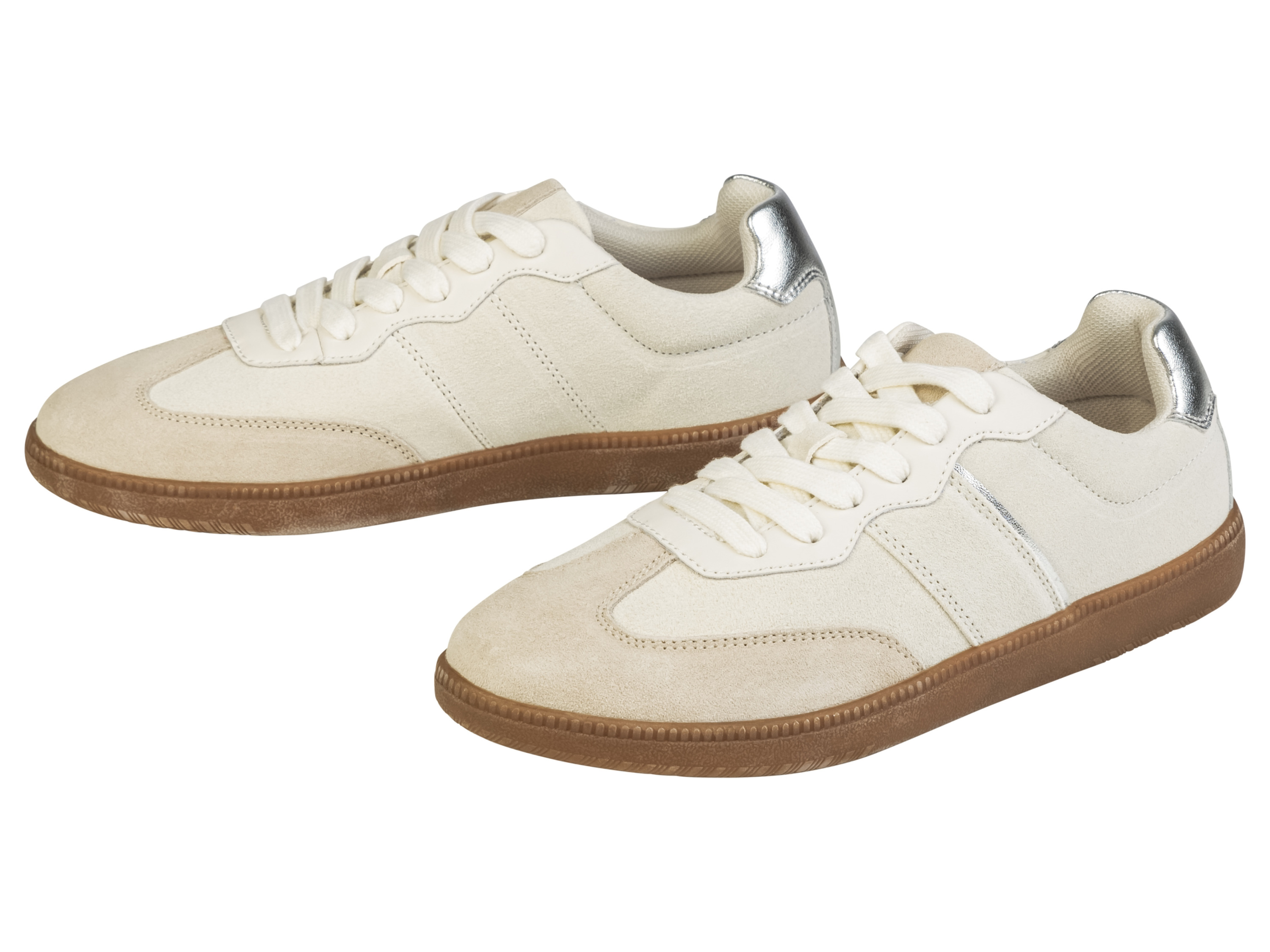 esmara® Dámská kožená obuv „Sneaker" (béžová/stříbrná, 38)