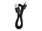 Černý nabíjecí kabel USB-A na USB-C, stočený a zajištěný páskou.