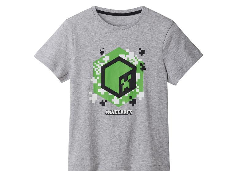 Šedé dětské tričko s potiskem Minecraft.
