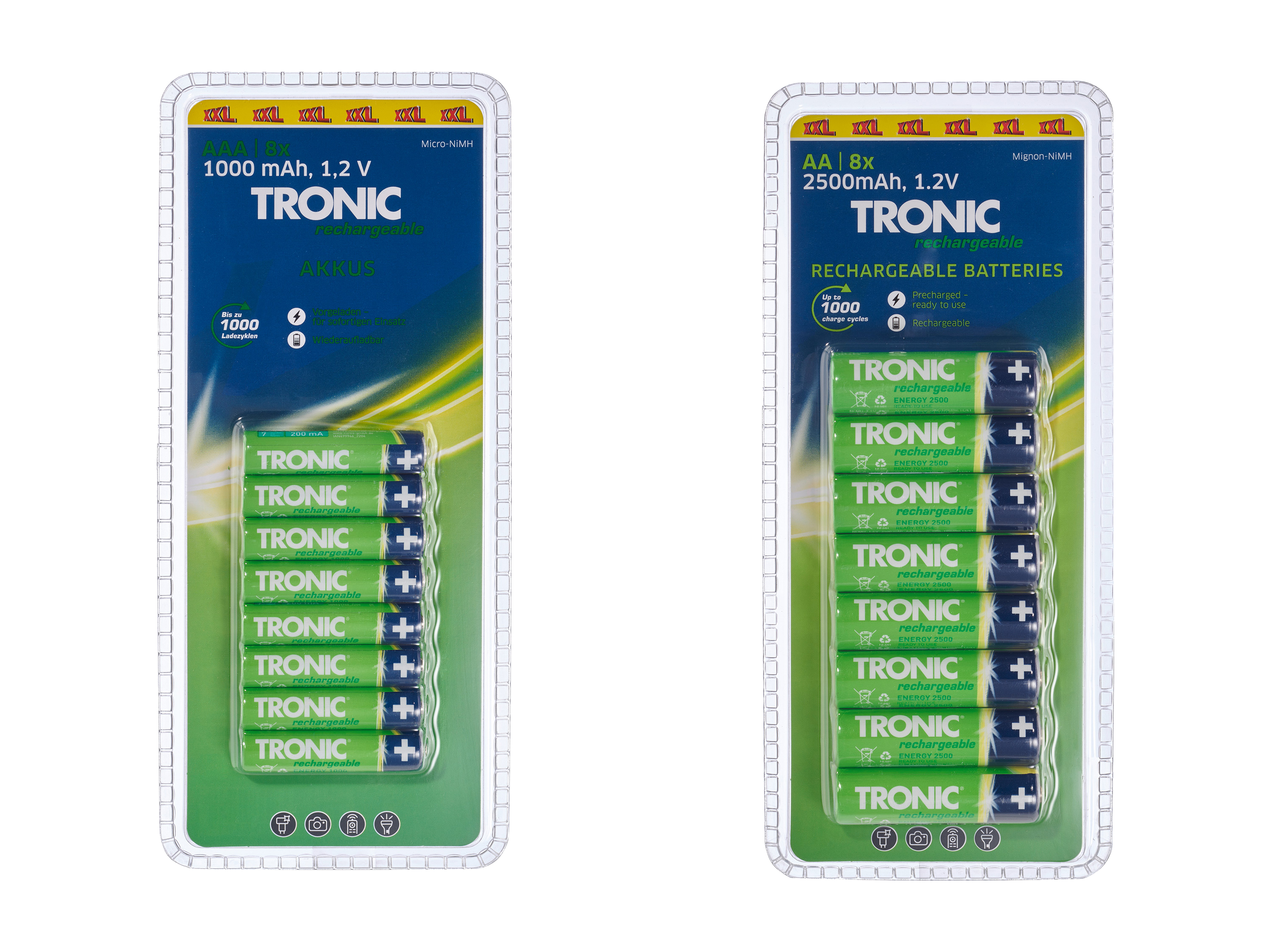 TRONIC® Nabíjecí baterie Ni-MH Ready 2 Use XXL, 8 kusů