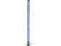Modrá LED stojací lampa s třpytivým efektem a chromovou základnou.