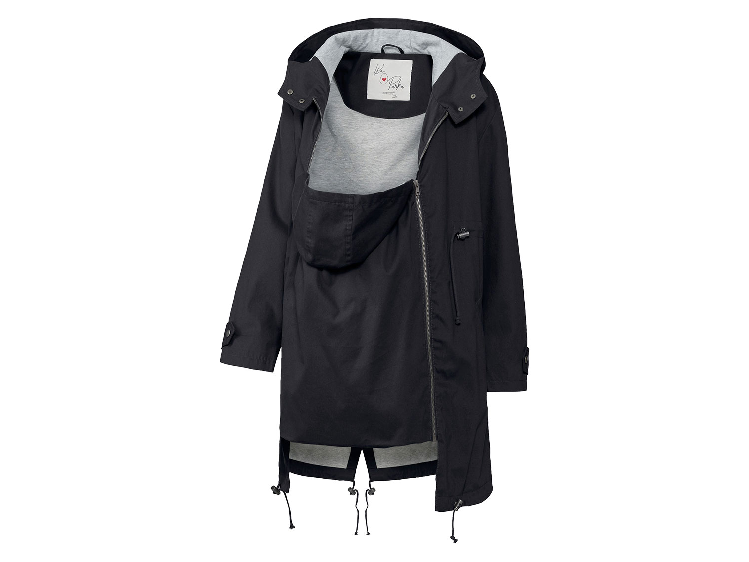 esmara® Dámská těhotenská a nosicí parka s BIO bavlnou (44, černá)