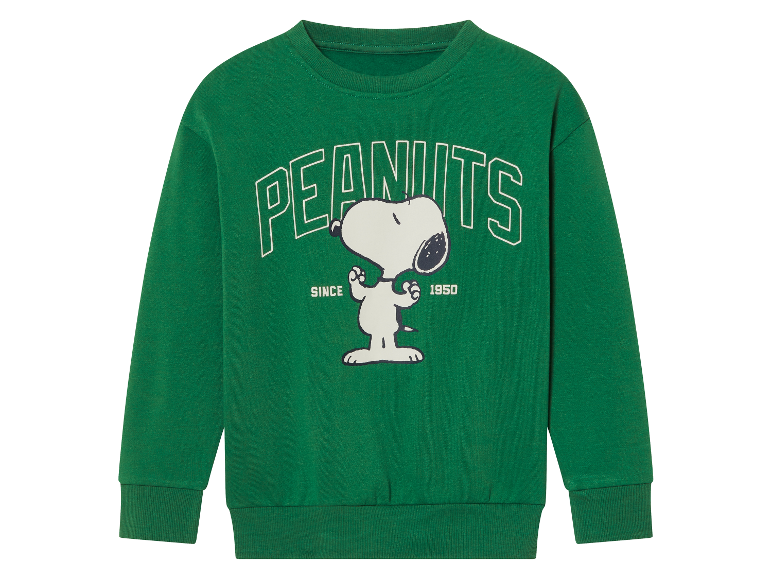 Zelená mikina Peanuts se Snoopym.
