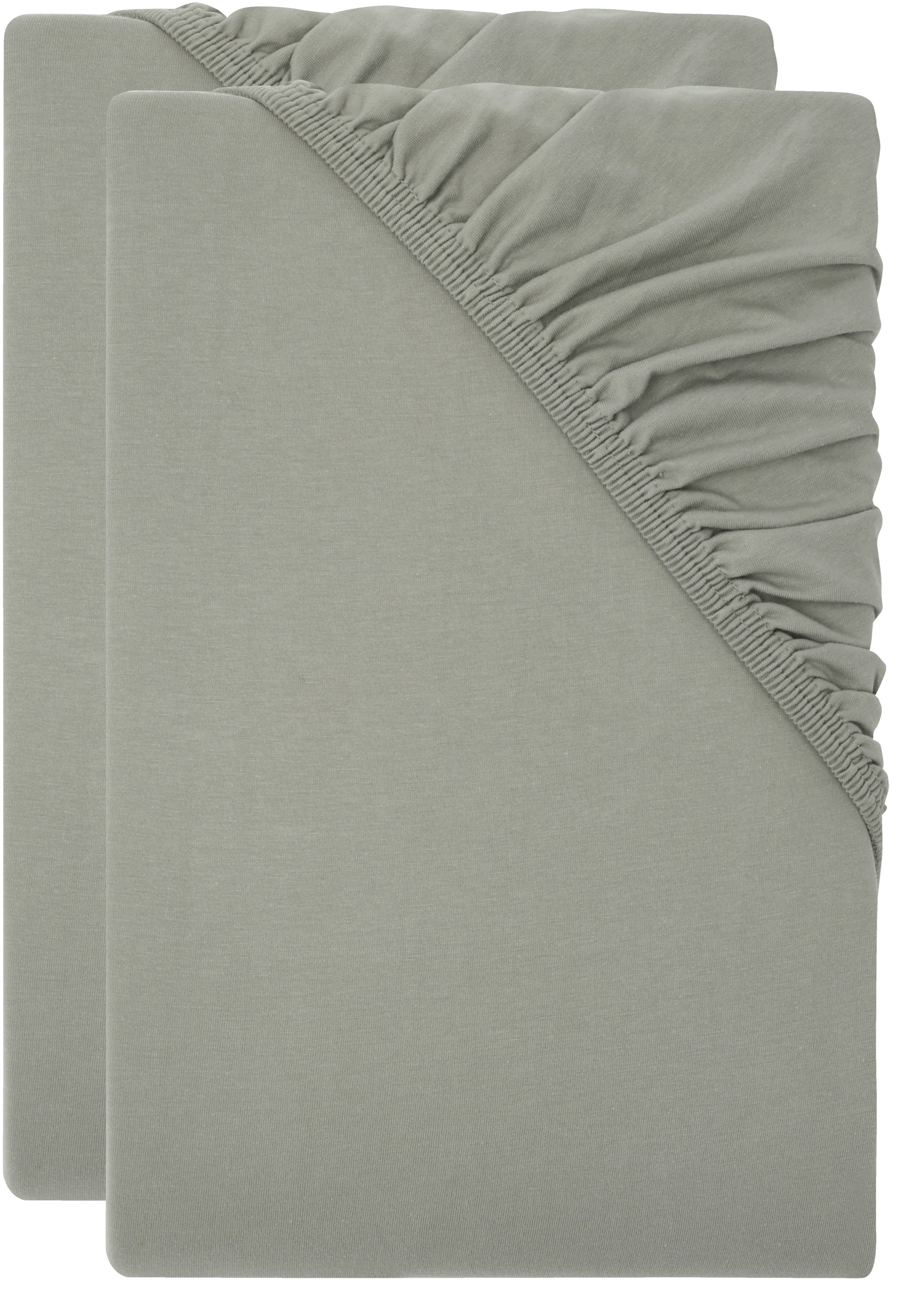 Livarno® Sada žerzejových napínacích prostěradel, 90–100 x 200 cm, 2dílná, zelená/šedá