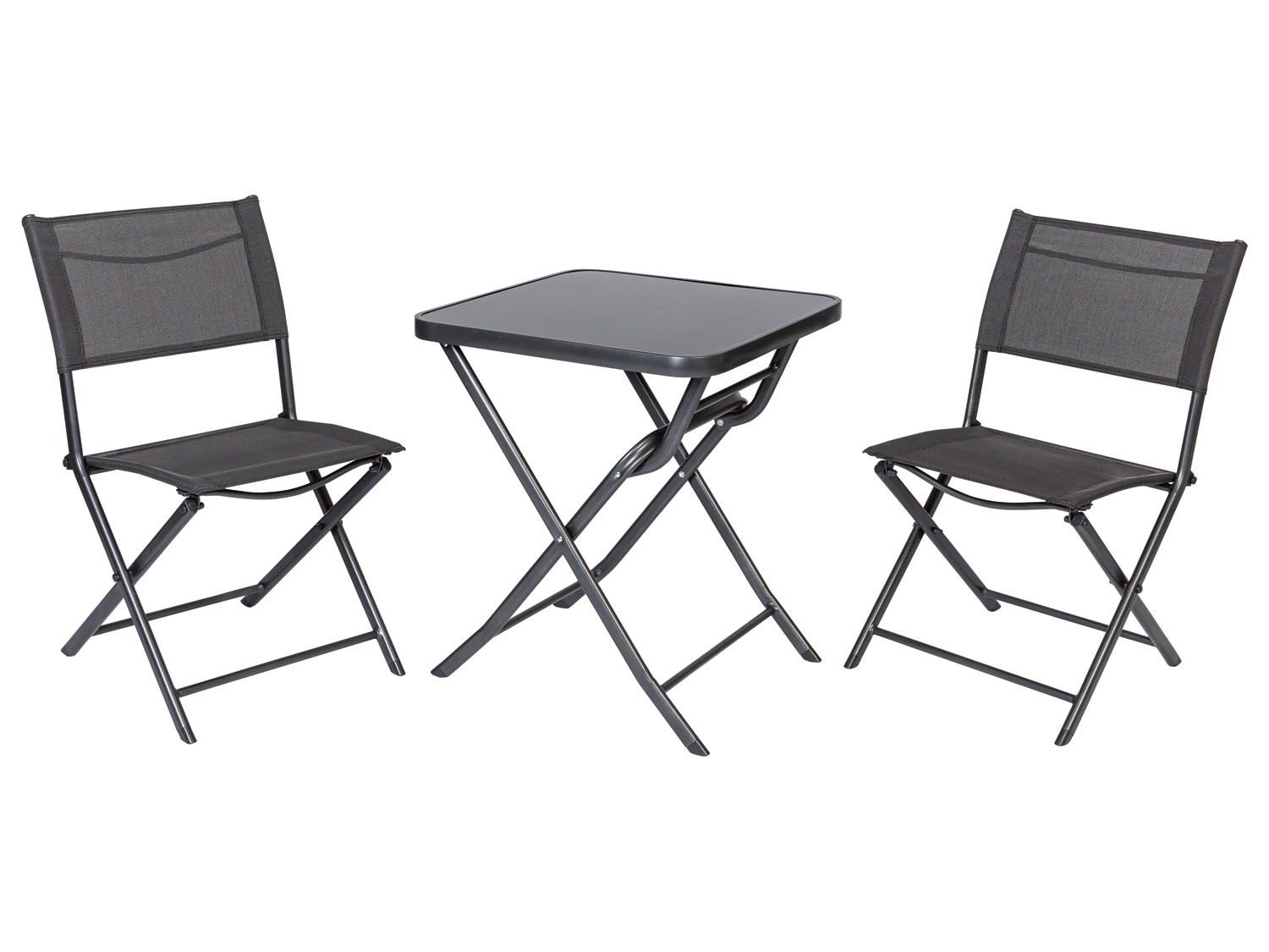 LIVARNO home Sada balkónového nábytku Houston, 3dílná, černá/antracitová