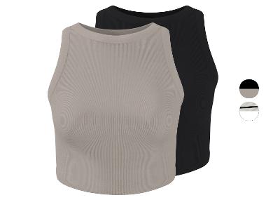 esmara® Dámský žebrovaný crop top, 2 kusy