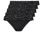 Sada čtyř černých kalhotek s krajkovým zdobením.