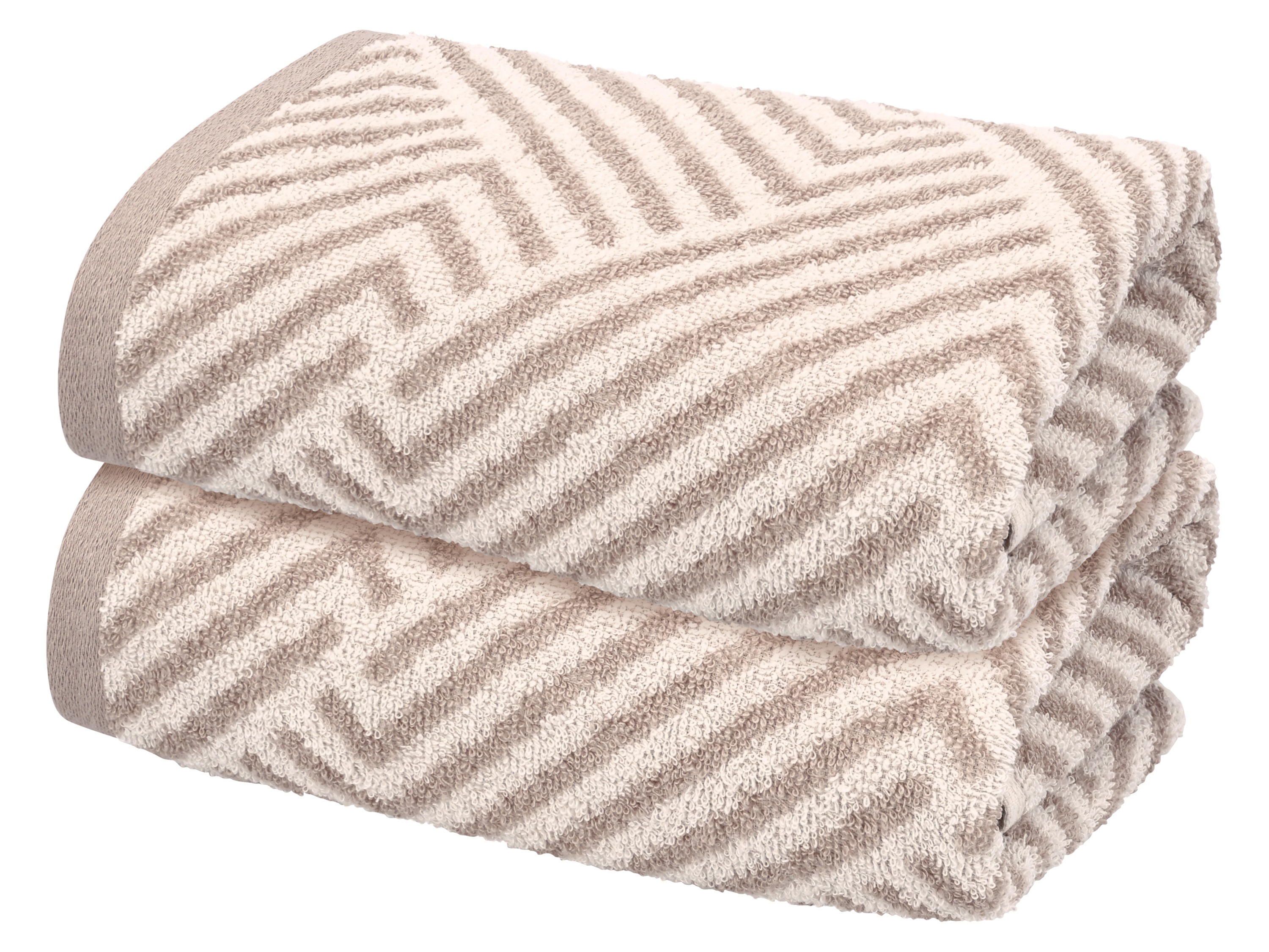 Livarno® Froté ručník, 50 x 100 cm, 500 g/m², 2 kusy (vzorovaná/béžová)