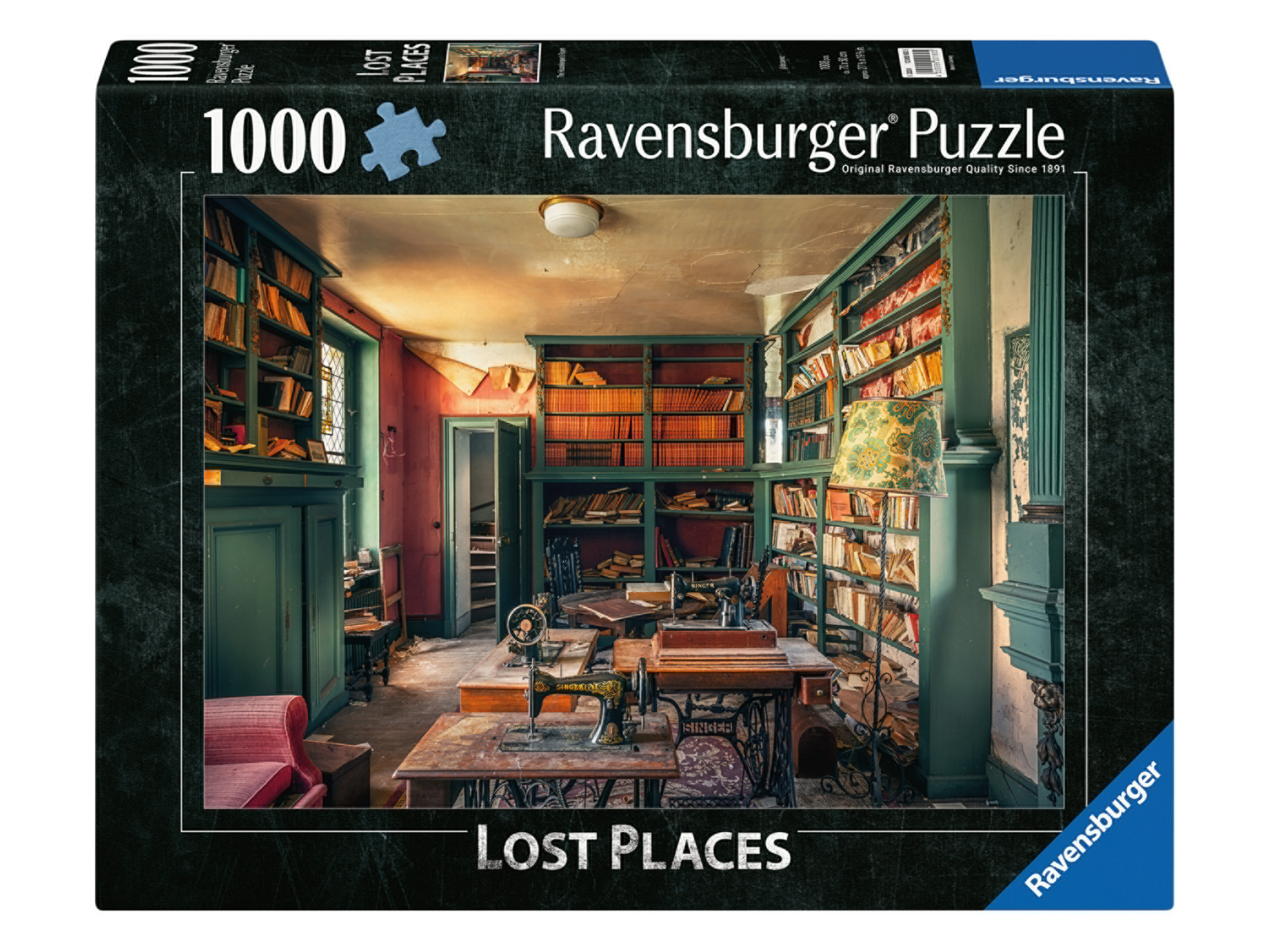 Ravensburger Puzzle, 1 000 dílků (knihovna se šicím strojem)