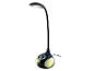 Černá LED stolní lampa s flexibilním ramenem a základnou s barevnými světly
