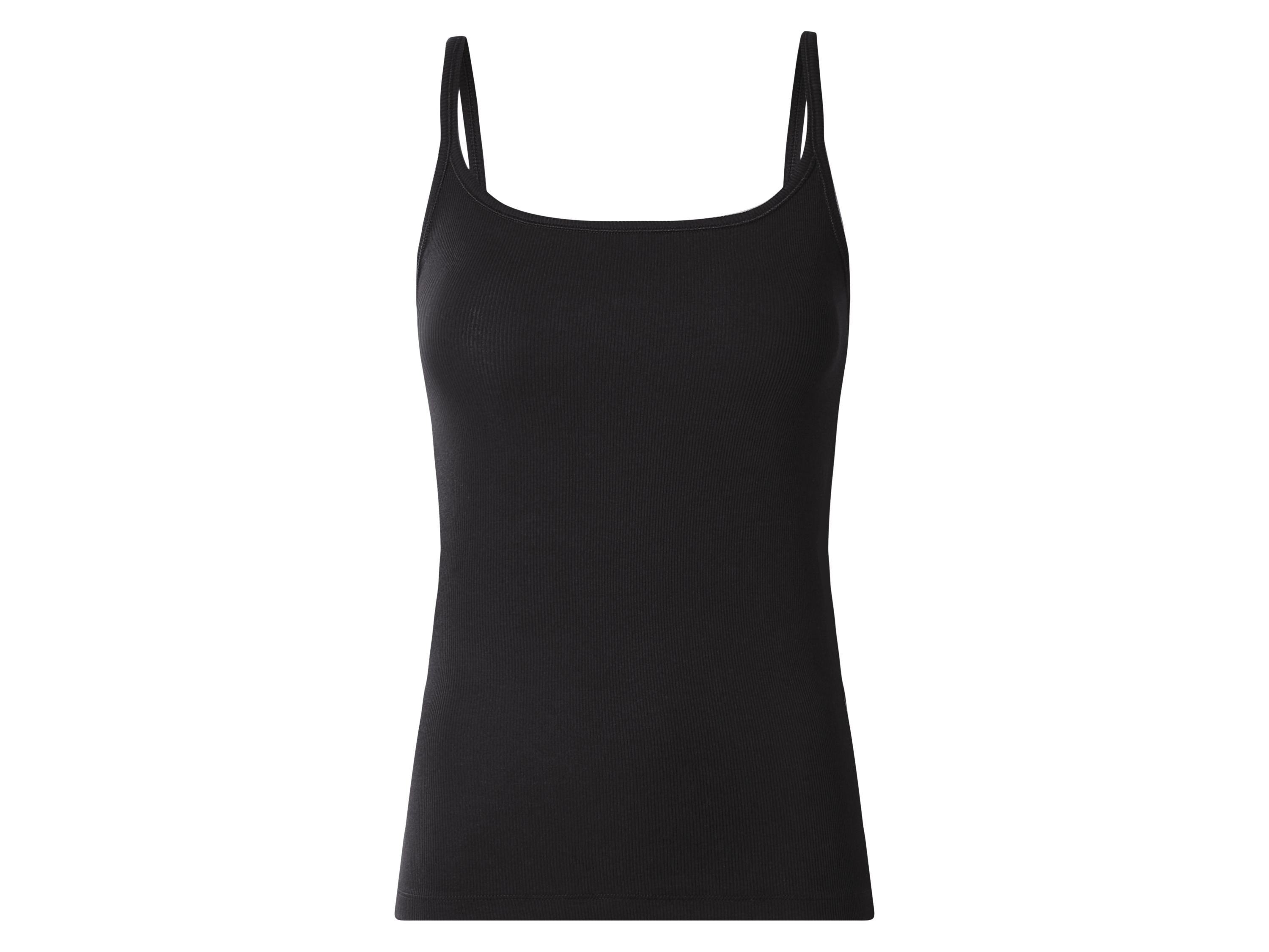 esmara® Dámský top se špagetovými ramínky, jemně vroubkovaný (černá, M (40/42))