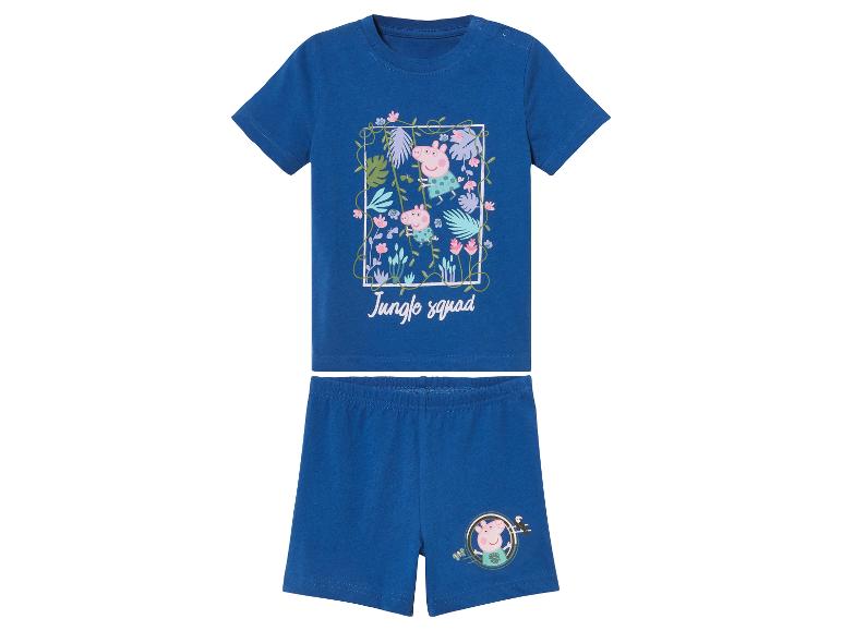 Pyžamo Peppa Pig, modré: triko a šortky s džunglí.
